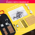 ANDSTAL AND STAL 21PCS Sketch Professional Drawing Value Pack avec crayons noirs crayons de charbon de bois Kit d&#39;outils d&#39;art